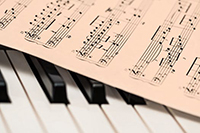 printed music on keyboard